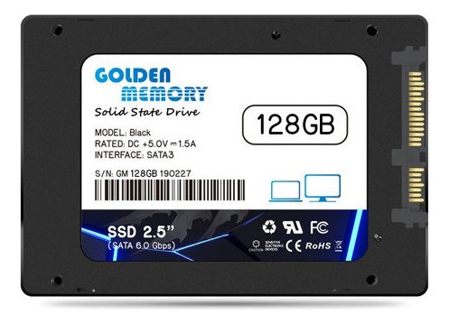 Hd Ssd 128gb Golden Memory Sata 3 6gbps 2,5 Cor Preto