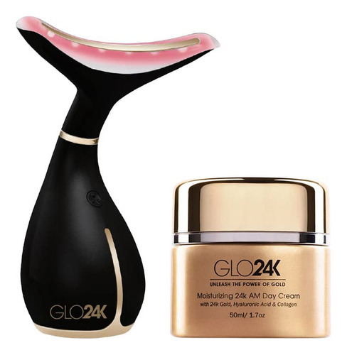 Glo24k Cuello Amp; Face Led Belleza Masajer + Crema Lltwz