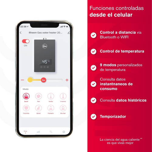 Calentador De Agua 16lt Wifi Gas Propano Tiro Forzado Rheem