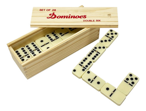Juego De Domino 28 Piezas Grandes Caja De Madera
