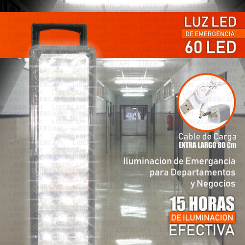 Luces Luz Emergencia 60 Leds Slt Recargable 220v Envios Color Blanco