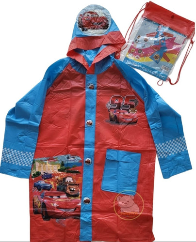 Capa Para Lluvia Cars Niños Con Maletero Talla M ( 70cm Larg