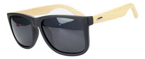 Óculos De Sol Masculino Quadrado Madeira Clássico Bamboo Cor Preto Cor da armação Preto Cor da lente Preto