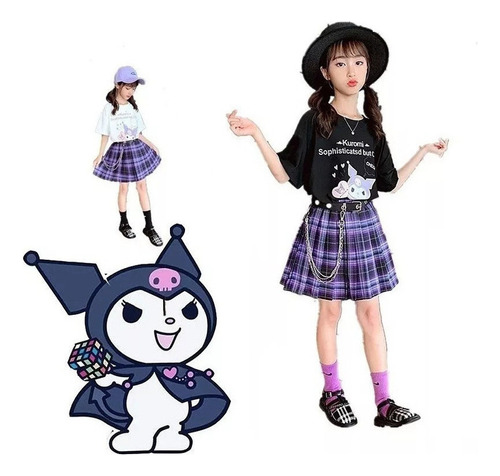 J Conjunto De Falda Plisada Cosplay Kuromi Jk For Niños