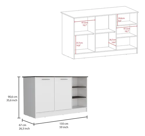Isla De Cocina 90x150x67 Rta Ginger