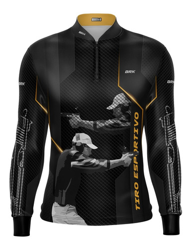 Imagem 2 de 4 de Kit Camisa Tiro Esportivo Brk Preto Com Dourado Uv50 + Boné