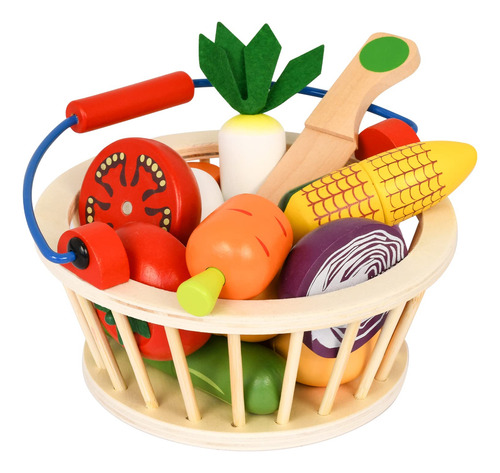 Juego De Juguetes De Madera Magnética Con Frutas Y Verduras Color