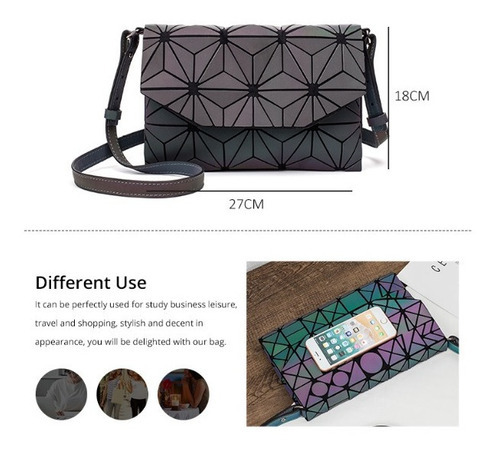 Bolso Cartera Para Mujer Geometrica Tornasol Luminoso Color Gris Oscuro Diseño De La Tela Triángulos