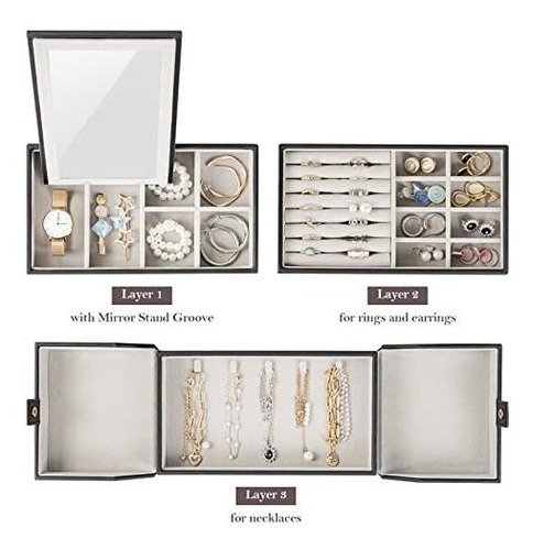 Imagen 3 de 7 de Procase Caja Organizadora De Joyas Para Mujeres Y Niñas Con