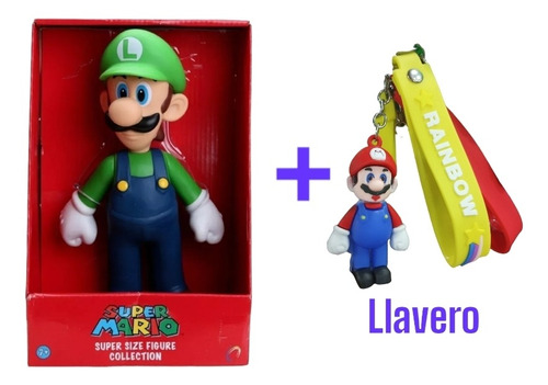 Figura Coleccionable Luigi Mario Bros De 23 Cm Obs Llavero 