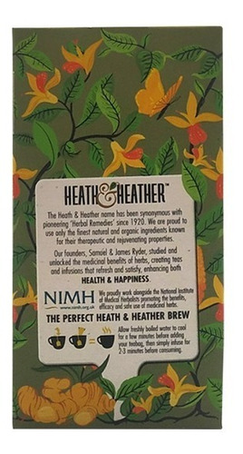 Te Verde Con Jengibre Orgánico Heath & Heather 20 Tés