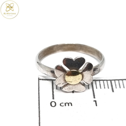 Imagen 4 de 6 de Anillo Plata Y Oro Florcita