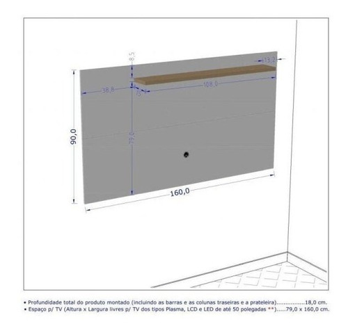 Rack Odeon Com Painel Para Tv Até 50 Polegadas Com