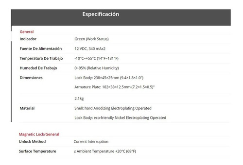 Cerradura Electromagnetica 280 Kg Ds-k4h258s Hikvision