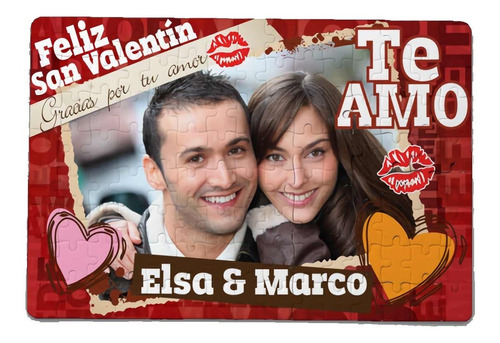 Rompecabezas Grande Feliz San Valentín Novios Personalizado 