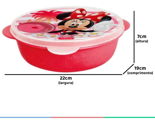 Prato Com Divisória E Tampa Para Microondas Minnie Babygo C