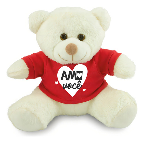 Ursinho Apaixonado De Camiseta 30cm Anti-alérgico Cor Caramelo
