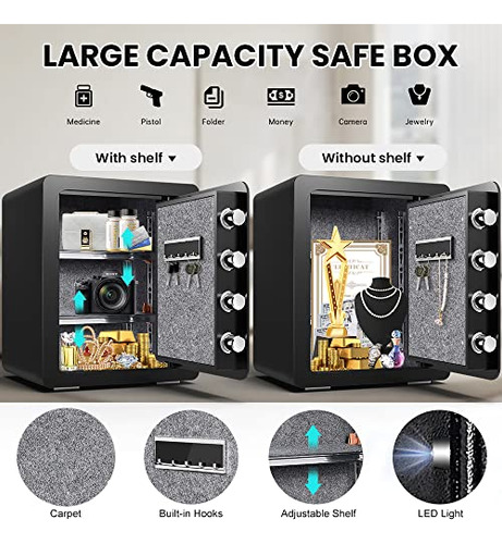 Caja Fuerte Ignfuga, 2.0 Cubos, Impermeable, Funcin Silencio
