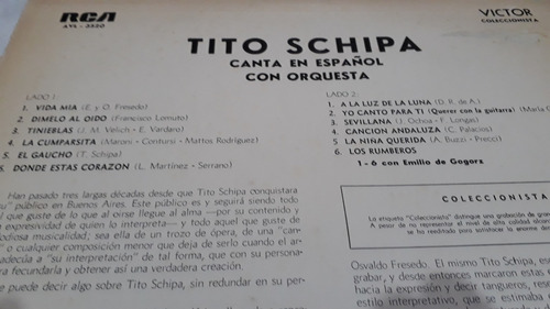 Long Play Tito Schipa - Canta En Español (Usado)