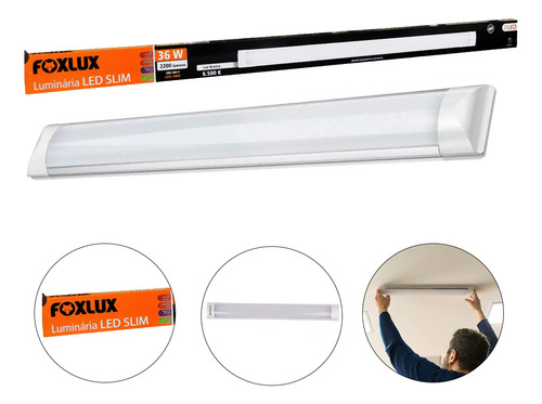 Luminaria Led Slim 36w 6500k Bivolt  -  Foxlux