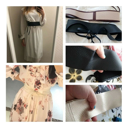 Vestido Elástico Ancho Con Cinturón De Cintura A Juego Para