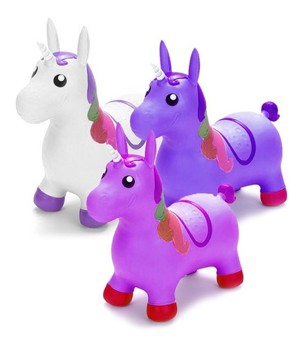 Unicornio Saltarin Inflable Infantil Sonido Luces Fiesta Mnr