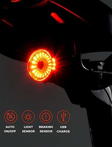 YHN Smart Bike Tail Light Ultra Bright USB Rechargeable Ultra Bright Light for Road MTB Mountain Bikes Brake Automatic Sensing Auto On/Off Back Cycling Flashing Safety Warning Lamp 