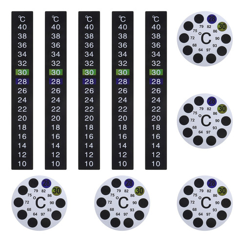 10 Calcomanias De Termometro, Autoadhesivas, Cambio De Color