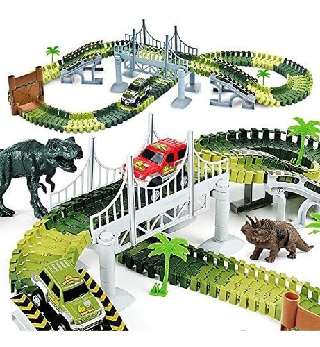 Pista De Carreras Flexible De Dinosaurios (156 Piezas)