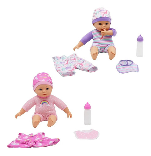 Muñeca Dream Con Pijama + Biberon + Babero Violeta Febo