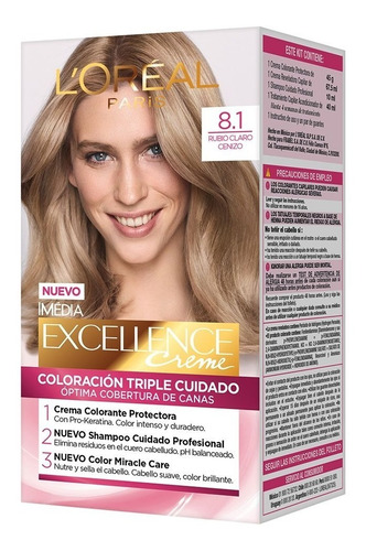 Coloración Excellence 8.1 Rubio Claro Ceniza (5u)