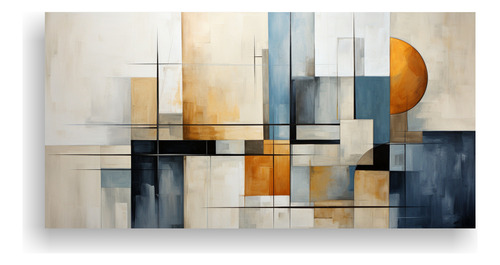 60x30cm Pintura Abstracta Geometría En Colores Neutros