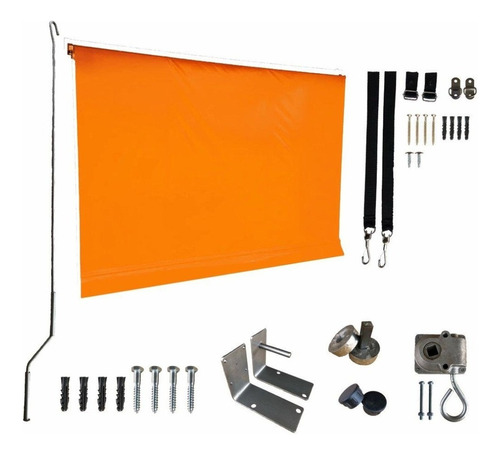 Toldo Janela Porta Retrátil Vertical 4,00x2,50 Kit Cor Laranja