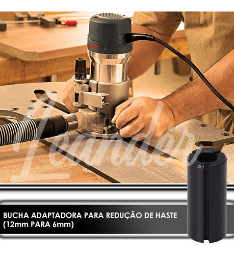 Redutor De Haste Bucha Tupia 12mm Para 6mm Adaptador Madeira
