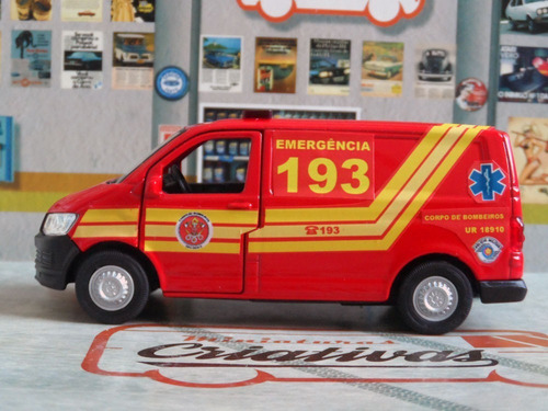 Miniatura Viatura Bombeiros Resgate Ambulância Pm Sp 193