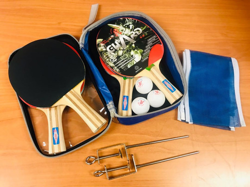 Imagen 3 de 7 de Kit Raquetas De Tenis De Mesa Malla Ping Pong Giant Dragon