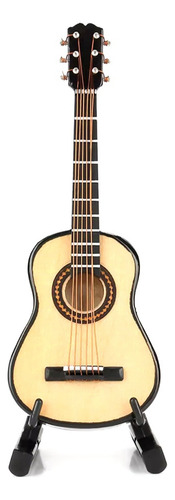 Guitarra En Miniatura, Mini Modelo De Guitarra En Miniatura De Madera Con Soporte De Guitarra Modelo De Pantalla Mini Adornos Para Decoración De Oficina En Casa Cumpleaños De Navidad(16 Cm)