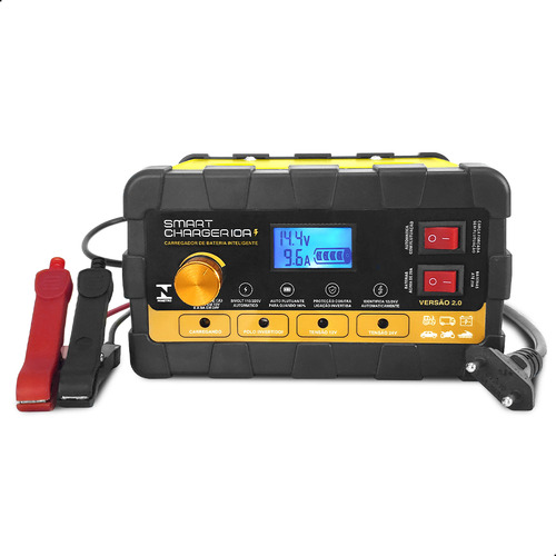 Carregador De Bateria Automotivo 12v 24v 10a Inteligente Caminhão Trator Máquina Ônibus Smart Charger 4x4sc