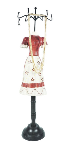 Manequim Expositor Busto Jóias Bijuterias Vermelho E Branco