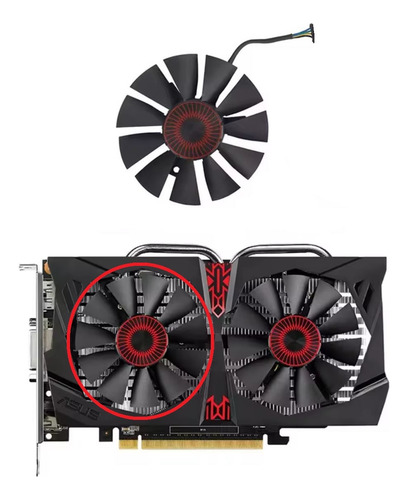 Cooler Para Asus Gtx 750ti / 960 / 1060 75mm 0.25a T128010sh Lado A - Single