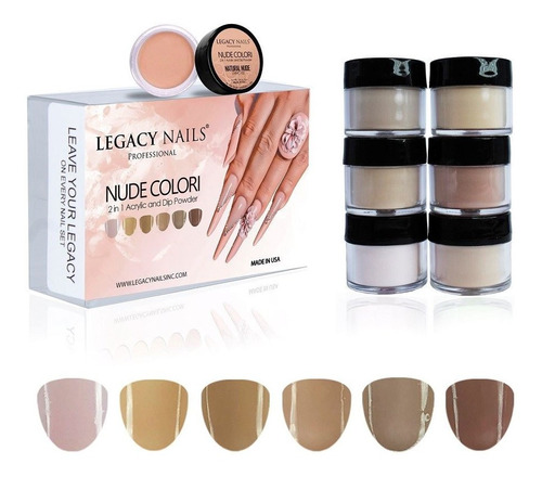 Coleccion Polvo Acrilico Legacy Nails Nude Colori X6