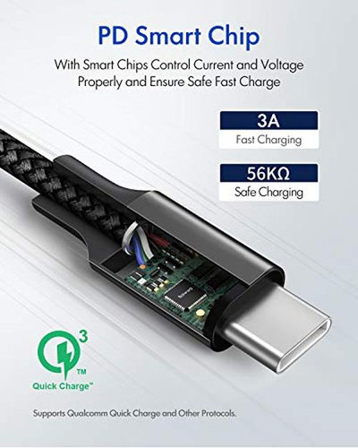 Cable Usb C A Usb C De 20 Pies, Cable De Carga Tipo C A C Us