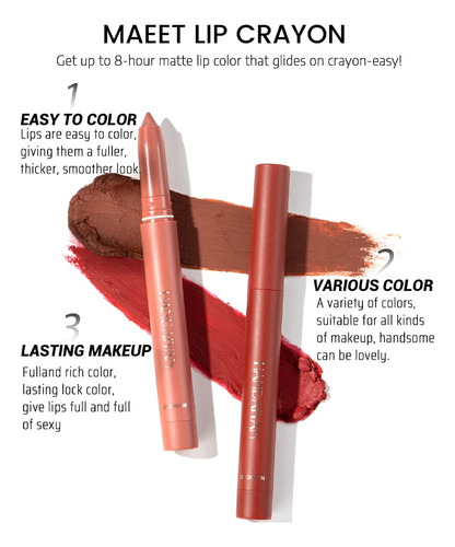 Juego De Lápiz Labial De 12 Colores, Lápiz Labial Mate Que N