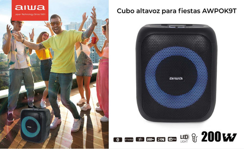 Bocina Aiwa AW-POK9T portátil con bluetooth negra