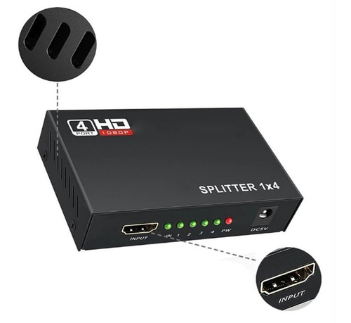 Imagen 7 de 7 de Splitter Hdmi 1x4 Mini Metal Activo 1.4 Full Hd 1080p 3d