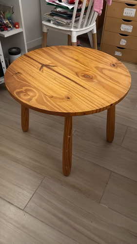 Mesa Ratona Redonda De Pino Madera (Usado)