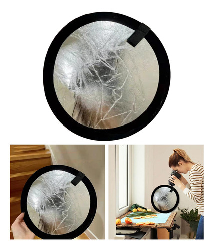 Difusor De Luz Fotorreflector De 30 Cm 2 En 1 Y Plateado