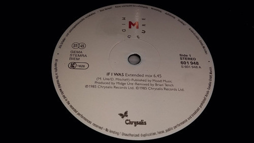 Midge Ure If I Was Vinilo Maxi Europe Excelente Con Tapa 85 (Usado)
