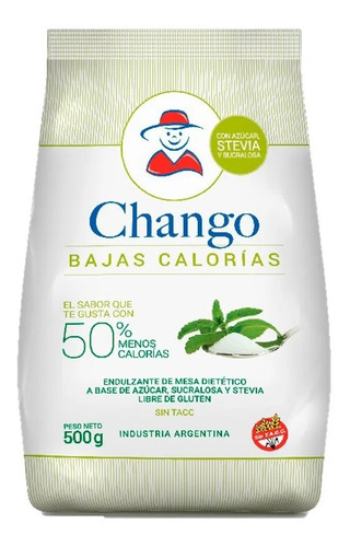 Azúcar Chango Bajas Calorias Apto Cocción Paquete 500 Grs