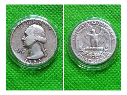  Cuarto De Dólar 1952 Plata.